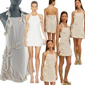 🆕 CULT GAIA 🧿 NWOT Elliana Calla Lily Floral Appliqué Mini, Off White - Sz 8